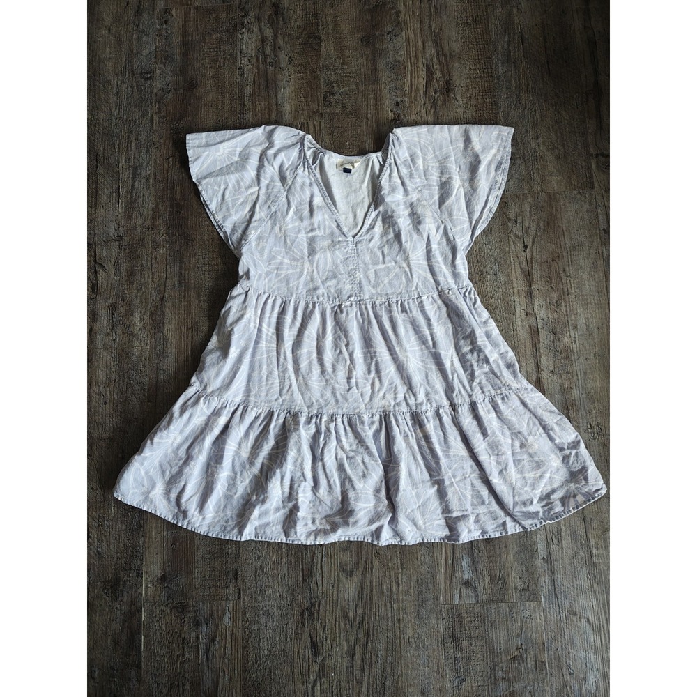 Universal Thread Women's Blue-Gray Linen Blend Short Sleeve Dress Size L